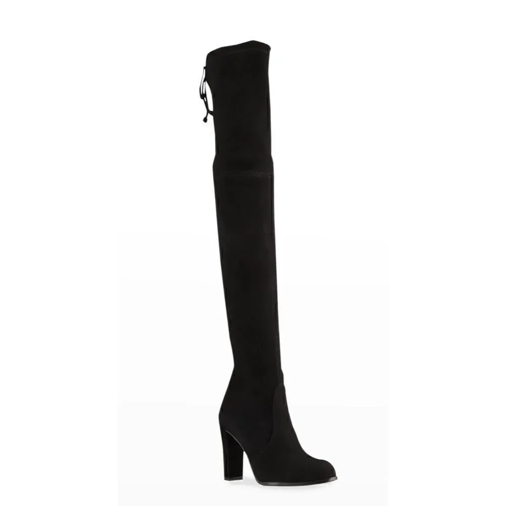 Stuart Weitzman Highland Black Over The Knee Suede Boots Size 9.5/ excellent